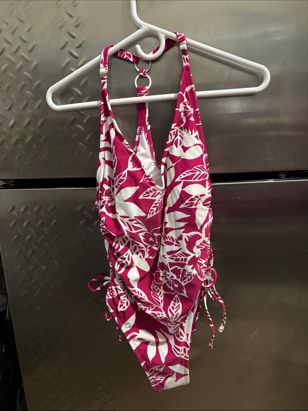 Kona Sol Hot Pink & White Floral Girls' One-Piece Swimsuit